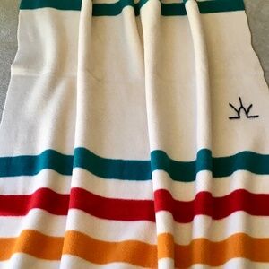 Baron Woolen Mills Multi Stripe Premium Wool 1940s Vintage Blanket